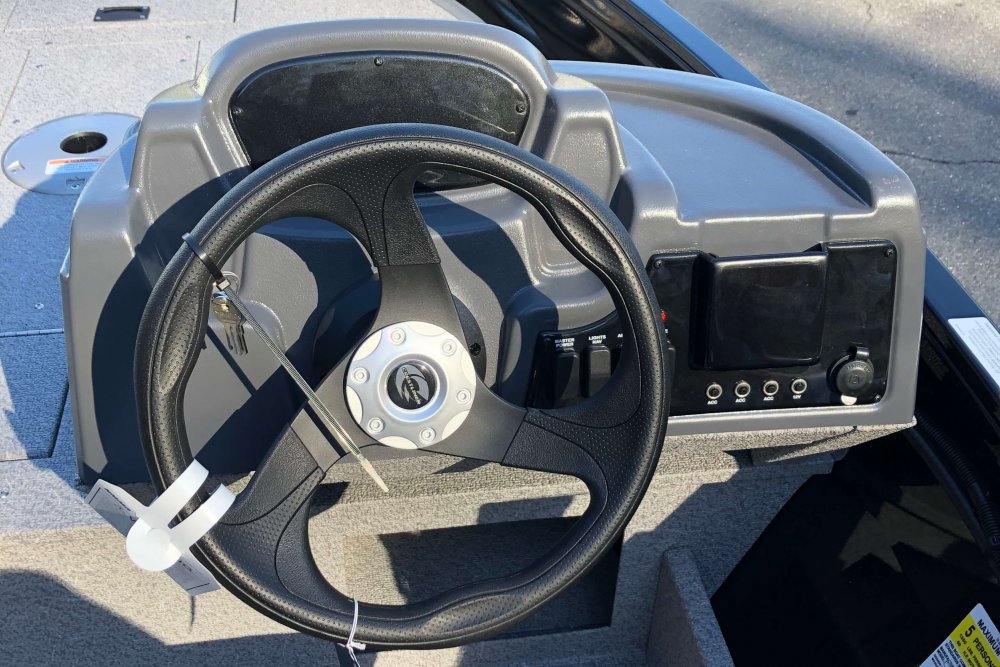 Black steering console with displays