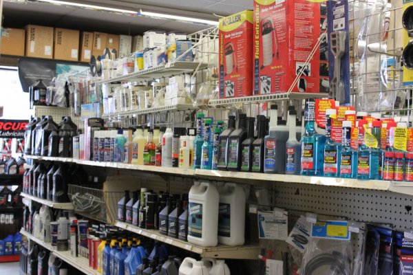 Aisle at the store with goods on the shelf