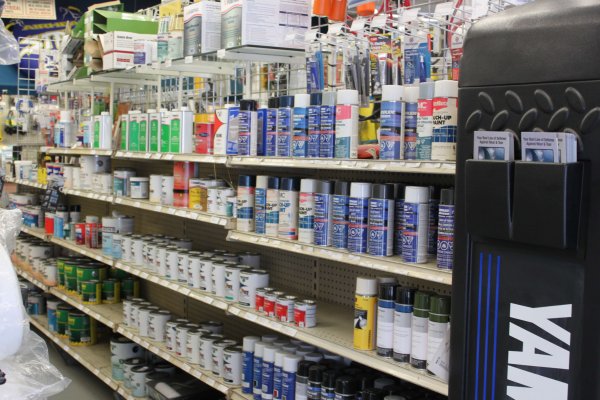 Aisle at the store with goods on the shelf