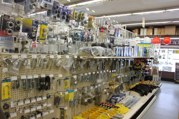 Aisle at the store with parts on display