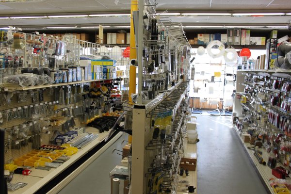 Aisle at the store with parts on display