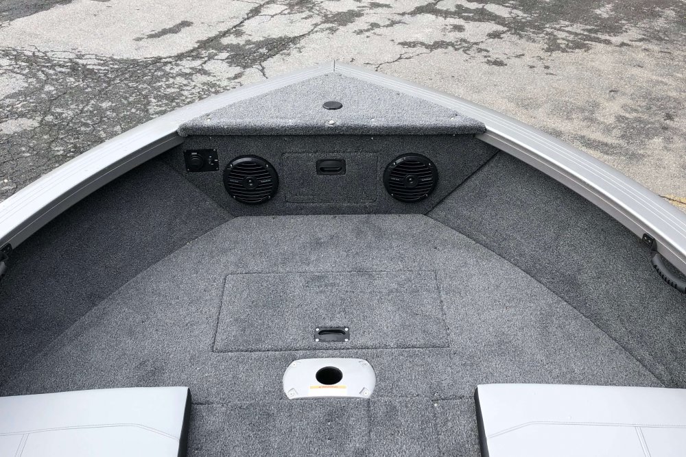Grey upholstered boat bow