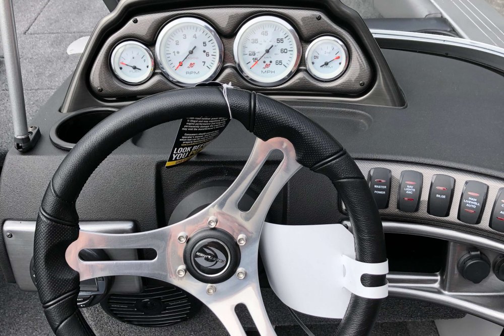 Black dash with white dials
