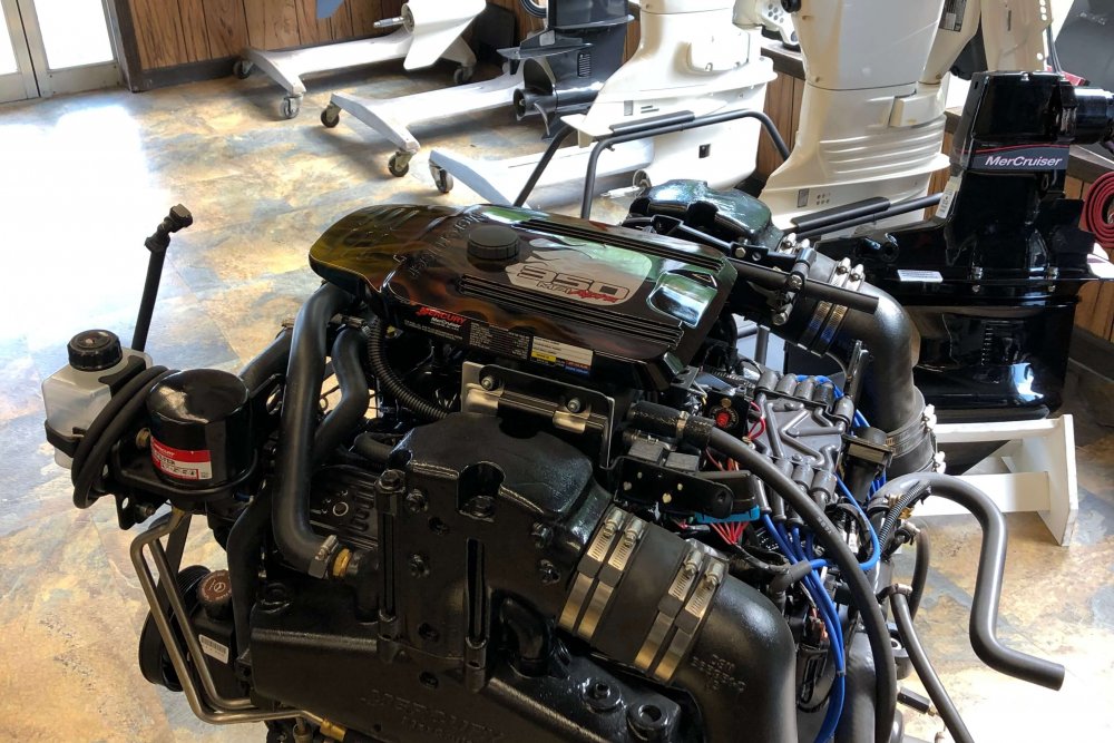 Boat motor on display