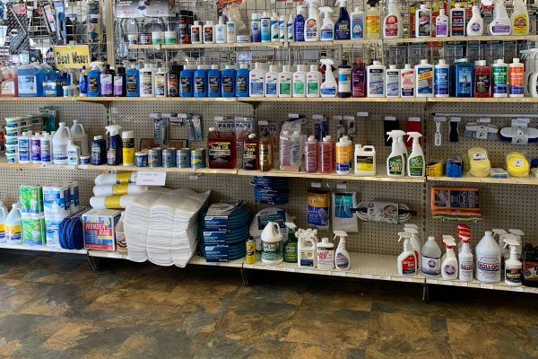 Items on display in store aisle