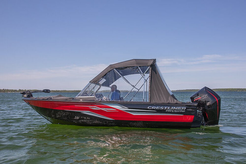 Fishing boat cruising on water